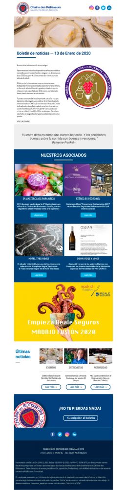 Chaîne des Rôtisseurs Espana - Newsletter enero 2020